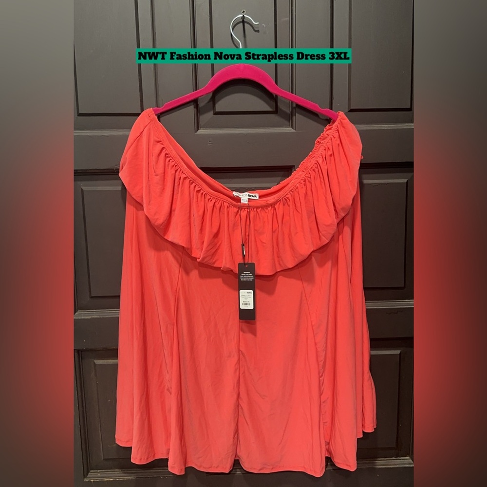 NWT Fashion Nova Coral Strapless Dress 3XL